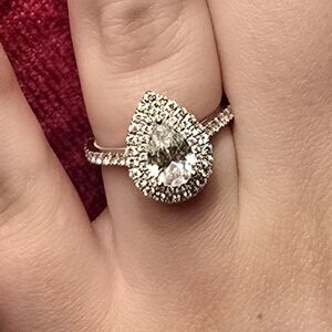 Neil Lane Size 7 White Gold Engagement Ring Pear Shape